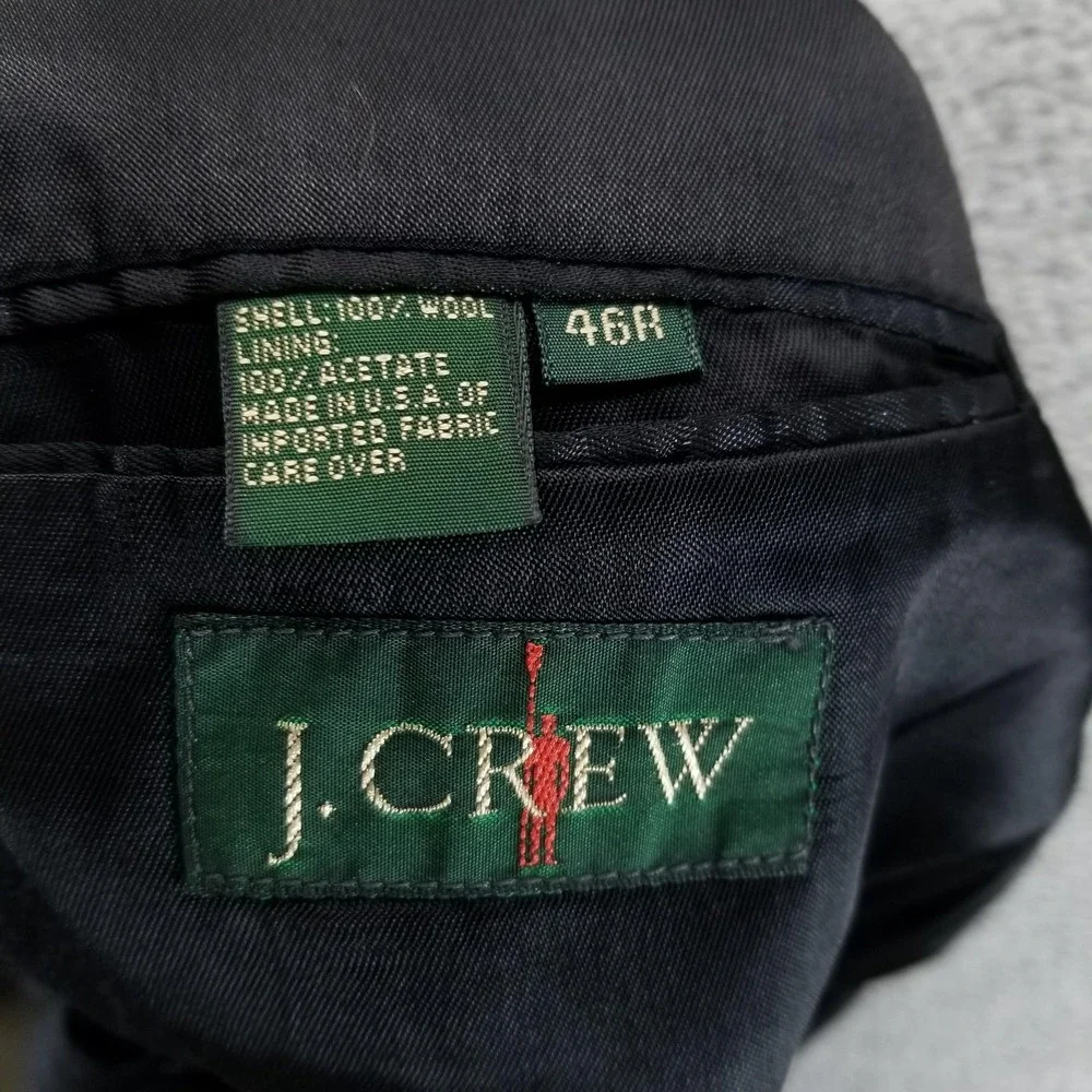 VTG J Crew Suit‎ Jacket Mens 46R Black Wool Made In USA 2 Button Office Career